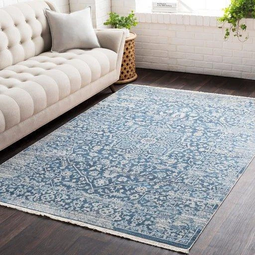 Ephesians Blue And Beige Floral Area Rug - Available In A Variety Of Sizes 2 Ephesians Blue And Beige Floral Area Rug - Available In A Variety Of Sizes - Image 2