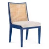 Ernest Side Chair In Deep Sea Blue Lacquer With Hand Woven Caning