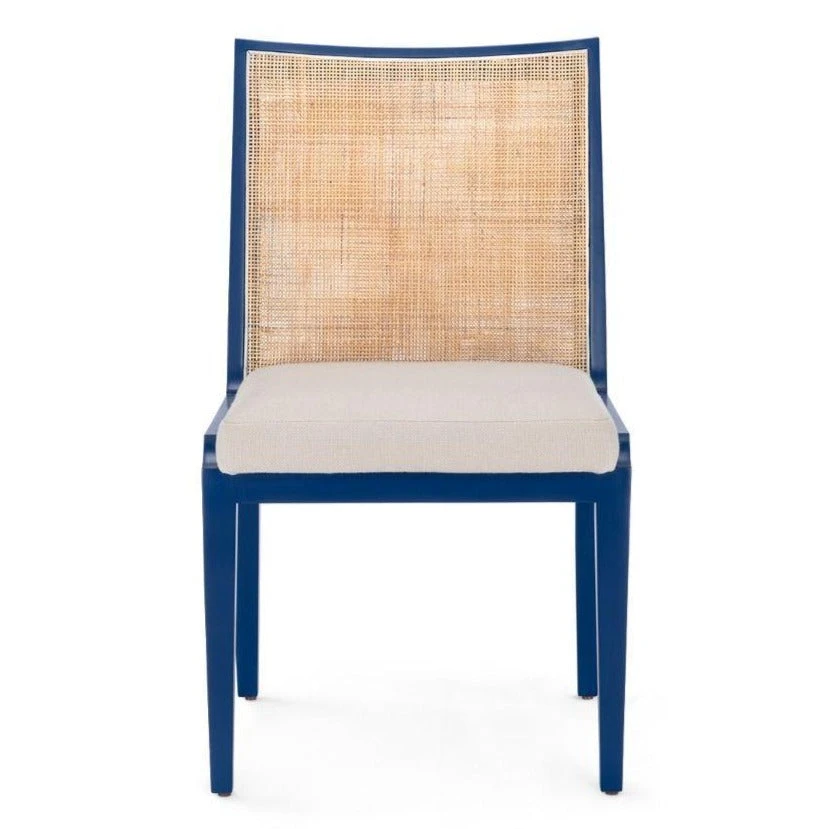 Ernest Side Chair In Deep Sea Blue Lacquer With Hand Woven Caning 2 Ernest Side Chair In Deep Sea Blue Lacquer With Hand Woven Caning - Image 2