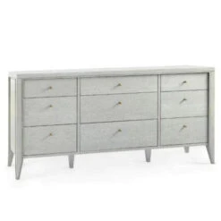 Extra Large Cerused Oak Nine Drawer Paola Dresser In Soft Gray