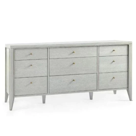 Extra Large Cerused Oak Nine Drawer Paola Dresser In Soft Gray 1 Extra Large Cerused Oak Nine Drawer Paola Dresser In Soft Gray