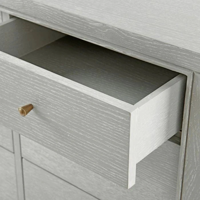 Extra Large Cerused Oak Nine Drawer Paola Dresser In Soft Gray 6 Extra Large Cerused Oak Nine Drawer Paola Dresser In Soft Gray - Image 6