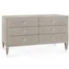 Extra Large Taupe Gray Six Drawer Morris Dresser With Nickel Accents