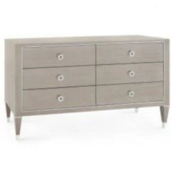 Extra Large Taupe Gray Six Drawer Morris Dresser With Nickel Accents
