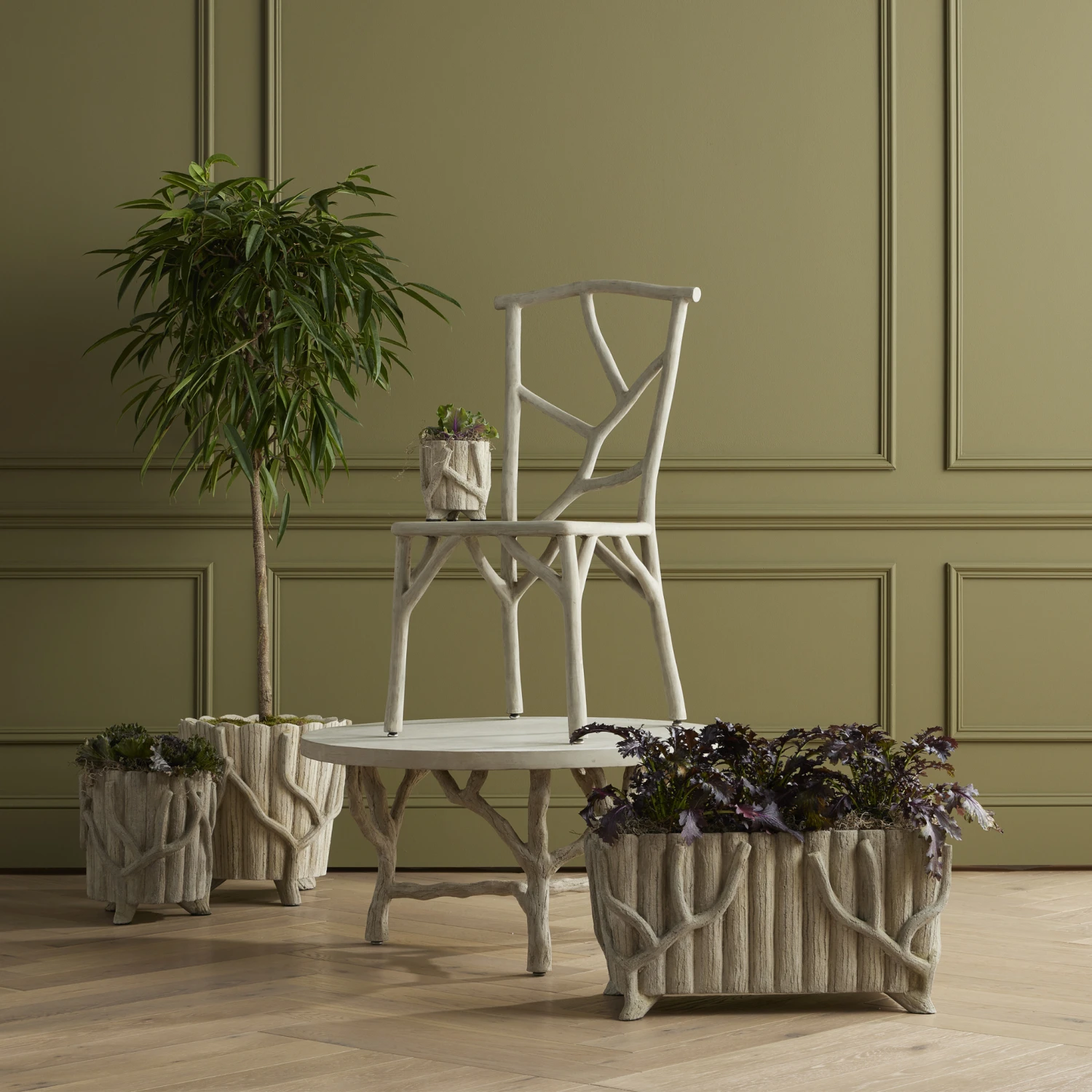 Faux Bois Concrete Planter 2 Faux Bois Concrete Planter - Image 2