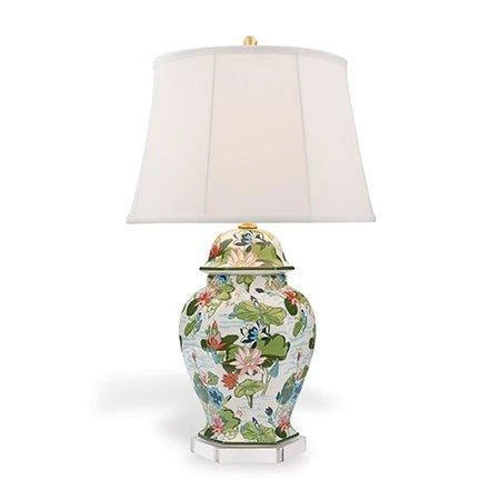 Flora & Lily Pad Hexagonal Porcelain Table Lamp 1 Flora & Lily Pad Hexagonal Porcelain Table Lamp