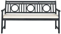 Safavieh Geometric 3 Seat Garden Bench In Dark Slate Grey