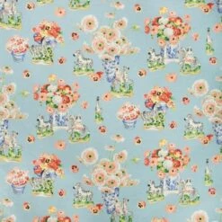 Gillian S Zebras Sky Linen And Cotton Print Fabric