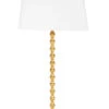 Gold Ball Table Lamp With White Linen Shade & White Marble Base