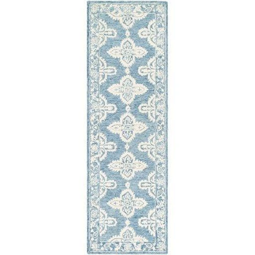 Granada Pale Blue Hand Tufted Floral Design Wool Rug, Available In A Variety Of Sizes 3 Granada Pale Blue Hand Tufted Floral Design Wool Rug, Available In A Variety Of Sizes - Image 3