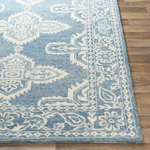 Granada Pale Blue Hand Tufted Floral Design Wool Rug, Available In A Variety Of Sizes 4 Granada Pale Blue Hand Tufted Floral Design Wool Rug, Available In A Variety Of Sizes - Image 4