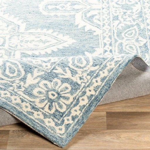Granada Pale Blue Hand Tufted Floral Design Wool Rug, Available In A Variety Of Sizes 6 Granada Pale Blue Hand Tufted Floral Design Wool Rug, Available In A Variety Of Sizes - Image 6