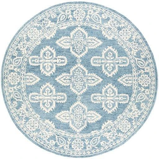 Granada Pale Blue Hand Tufted Floral Design Wool Rug, Available In A Variety Of Sizes 9 Granada Pale Blue Hand Tufted Floral Design Wool Rug, Available In A Variety Of Sizes - Image 9