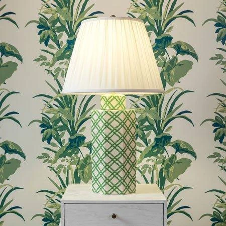 Green & Ivory Bamboo Trellis Porcelain Hexagonal Table Lamp 2 Green & Ivory Bamboo Trellis Porcelain Hexagonal Table Lamp - Image 2