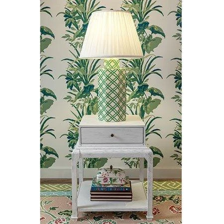 Green & Ivory Bamboo Trellis Porcelain Hexagonal Table Lamp 3 Green & Ivory Bamboo Trellis Porcelain Hexagonal Table Lamp - Image 3
