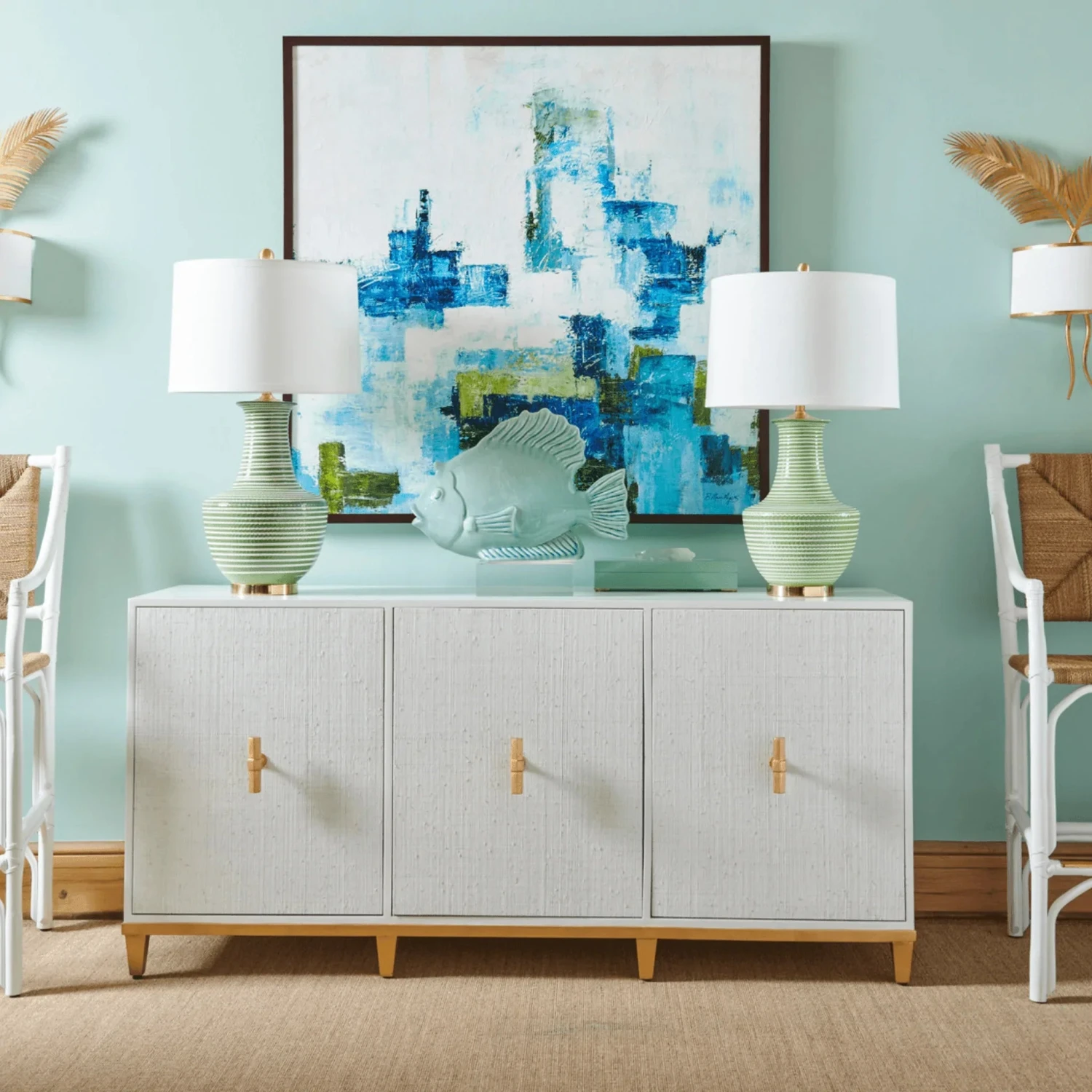 Green And White Classic Textured Ceramic Table Lamp With Polished Brass Accents And Silk Shade 2 Green And White Classic Textured Ceramic Table Lamp With Polished Brass Accents And Silk Shade - Image 2