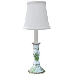 Green And White Floral Porcelain Mini Candle Stand Lamp