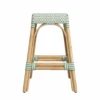Green & White Woven Counter Stool
