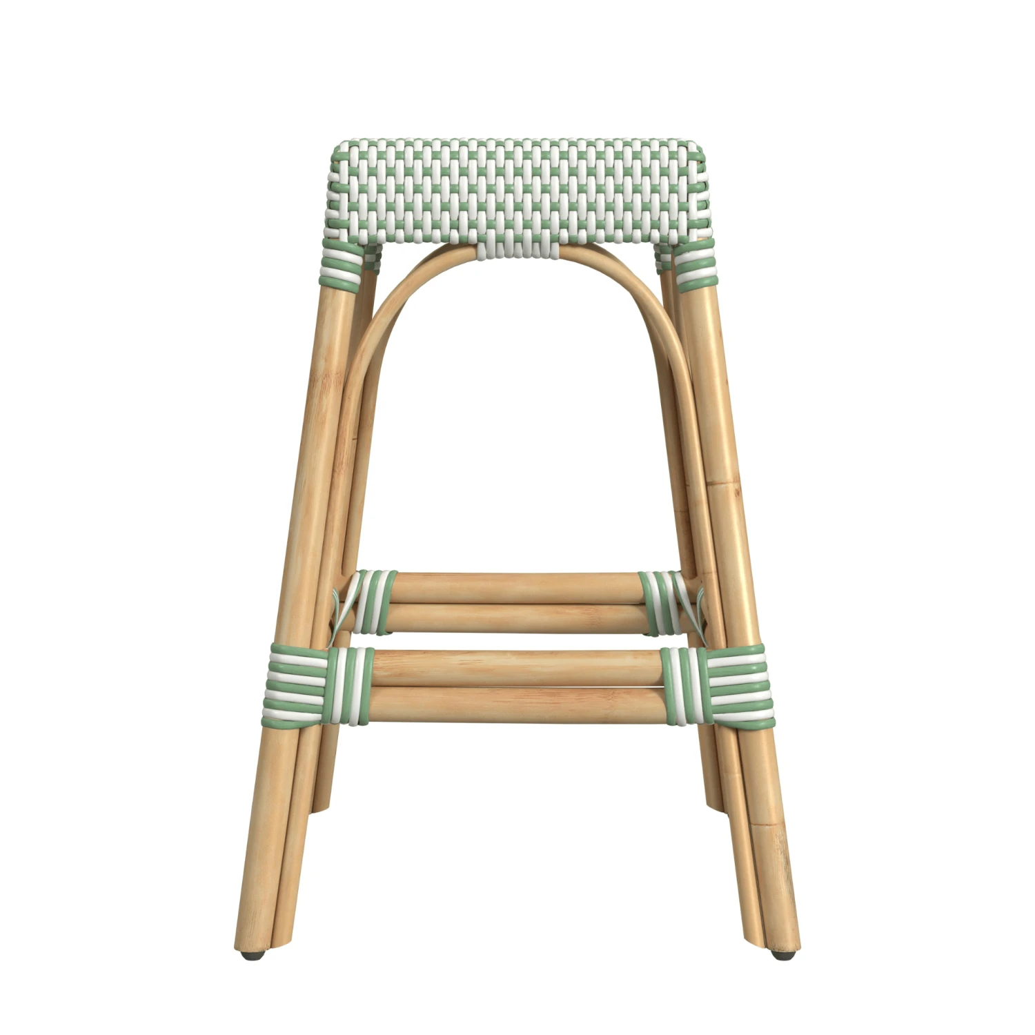 Green & White Woven Counter Stool 5 Green & White Woven Counter Stool - Image 5