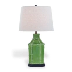 Green Bamboo Caged Table Lamp