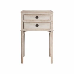 Hand Carved Two Drawer Teak Bedside Table - Available In Multiple Finishes