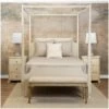 Handmade Antique Cream Canopy Bed