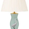 Handmade Glass Egret Design Decoupage Lamp In Green