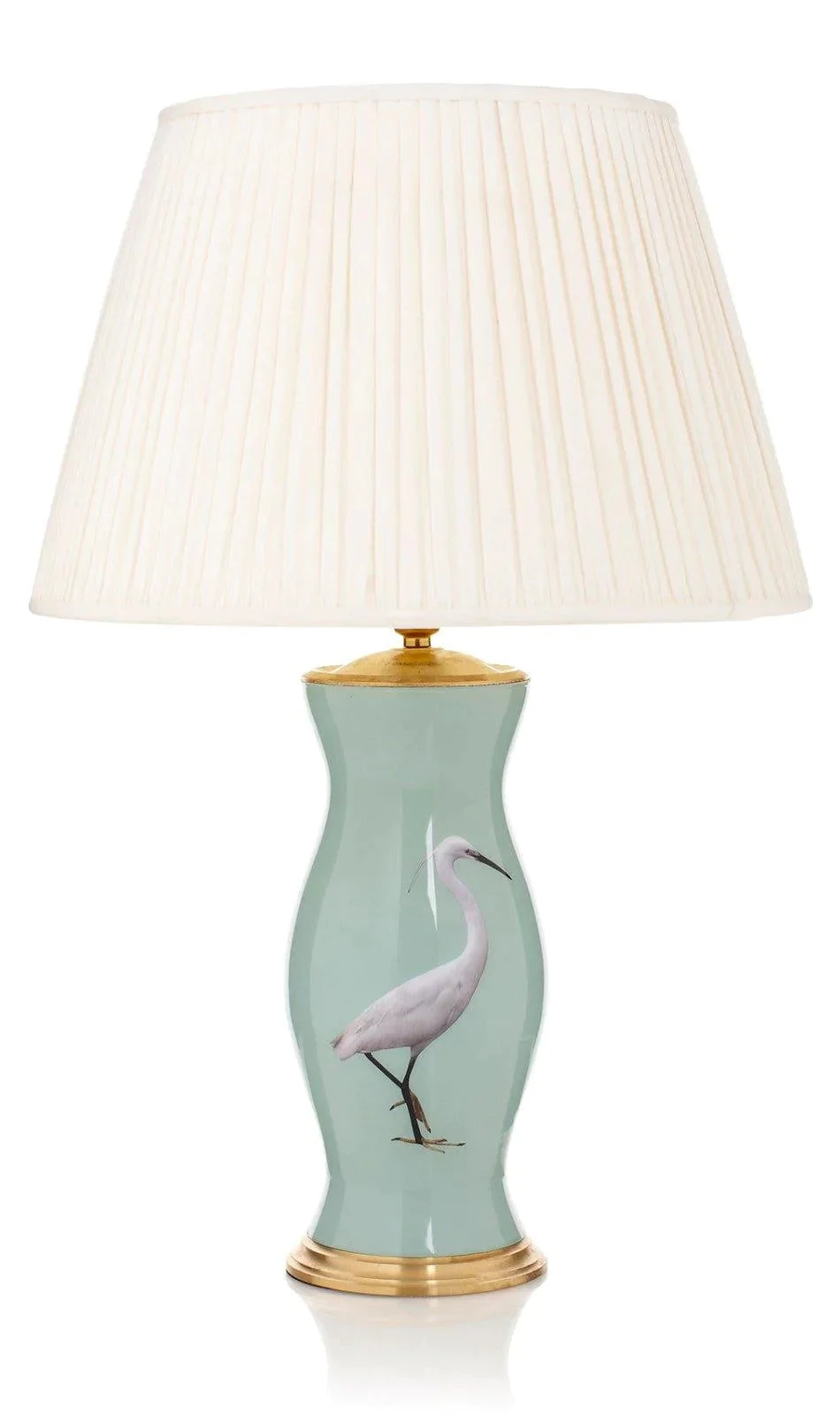 Handmade Glass Egret Design Decoupage Lamp In Green 1 Handmade Glass Egret Design Decoupage Lamp In Green