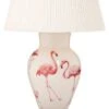 Handmade Glass Pink Flamingo Design Decoupage Lamp, Large