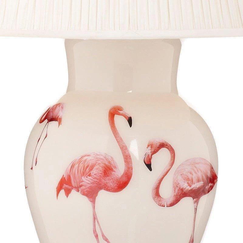 Handmade Glass Pink Flamingo Design Decoupage Lamp, Large 3 Handmade Glass Pink Flamingo Design Decoupage Lamp, Large - Image 3