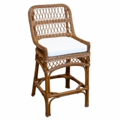 Harvested Rattan Open Weave Counter Stool With Cushion