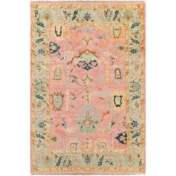 Hillcrest Dusty Pink & Seafoam Blue Wool & Viscose Rug, Available In A Variety Of Sizes