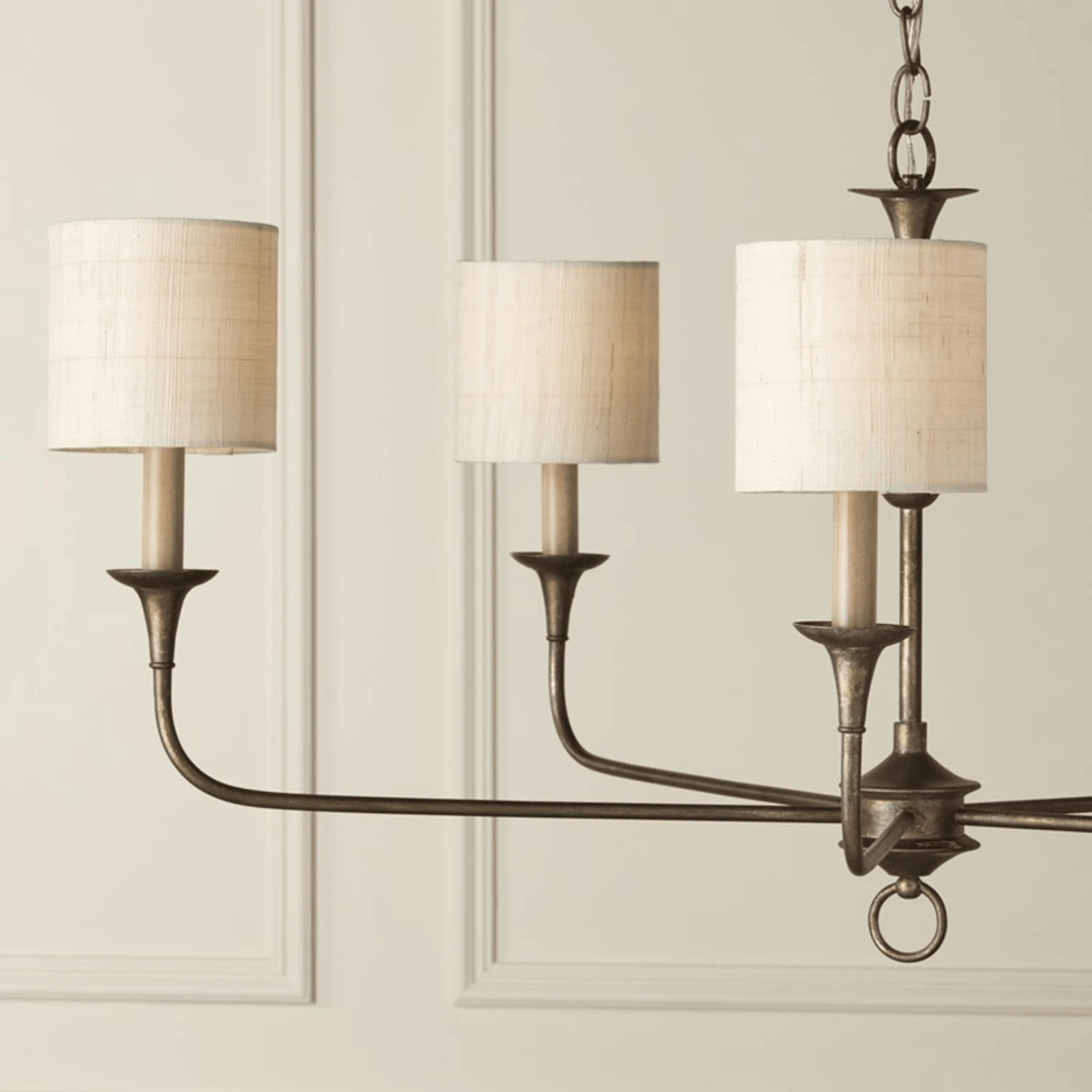 Ivory Fine Grasscloth Drum Chandelier Shade 4 Ivory Fine Grasscloth Drum Chandelier Shade - Image 4