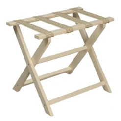 Ivory Straight Leg ECO Luggage Rack With 4 Cream & Tan Greek Key Straps