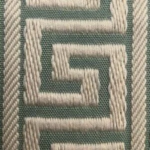 Ivory Straight Leg Wood Luggage Rack With 4 Seafoam & Natural Greek Key Straps 2 Ivory Straight Leg Wood Luggage Rack With 4 Seafoam & Natural Greek Key Straps - Image 2