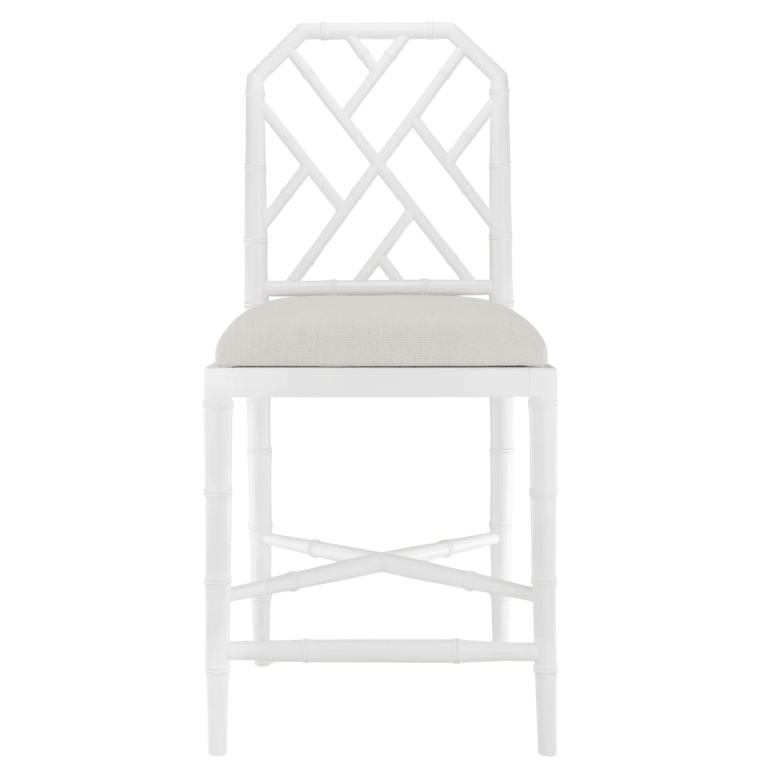 Jardin Eggshell White Faux Bamboo Fretwork Chippendale Counter Stool 1 Jardin Eggshell White Faux Bamboo Fretwork Chippendale Counter Stool
