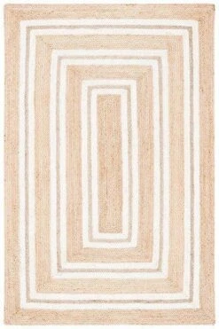 Safavieh Jute Ivory & Natural Concentric Rectangle Pattern Area Rug