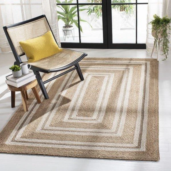 Safavieh Jute Ivory & Natural Concentric Rectangle Pattern Area Rug 2 Safavieh Jute Ivory & Natural Concentric Rectangle Pattern Area Rug - Image 2