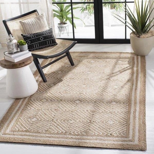 Safavieh Jute Ivory & Natural Geometric Patterned Area Rug 3 Safavieh Jute Ivory & Natural Geometric Patterned Area Rug - Image 3