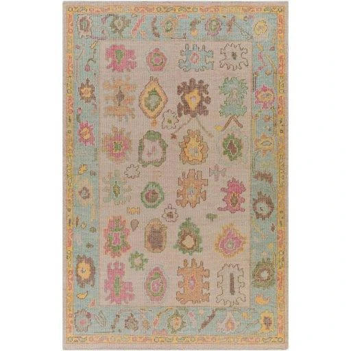 Kars Hand Knotted Green, Blue, Pink & Yellow Area Rug -Available In A Variety Of Sizes 1 Kars Hand Knotted Green, Blue, Pink & Yellow Area Rug -Available In A Variety Of Sizes