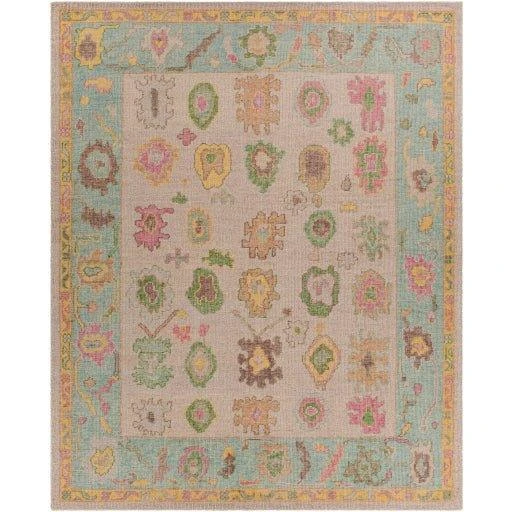 Kars Hand Knotted Green, Blue, Pink & Yellow Area Rug -Available In A Variety Of Sizes 2 Kars Hand Knotted Green, Blue, Pink & Yellow Area Rug -Available In A Variety Of Sizes - Image 2