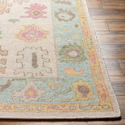 Kars Hand Knotted Green, Blue, Pink & Yellow Area Rug -Available In A Variety Of Sizes 3 Kars Hand Knotted Green, Blue, Pink & Yellow Area Rug -Available In A Variety Of Sizes - Image 3