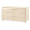 Lacquered Heavy Linen Natural Twill Elina Six Drawer Dresser With Custom Pull Option