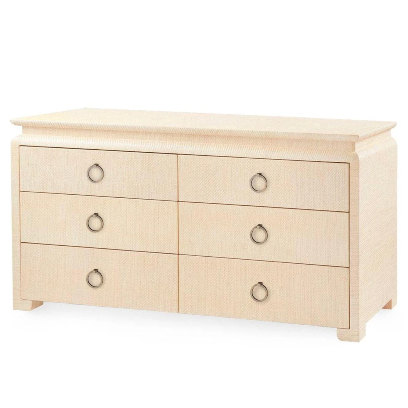 Lacquered Heavy Linen Natural Twill Elina Six Drawer Dresser With Custom Pull Option 15 Lacquered Heavy Linen Natural Twill Elina Six Drawer Dresser With Custom Pull Option - Image 15