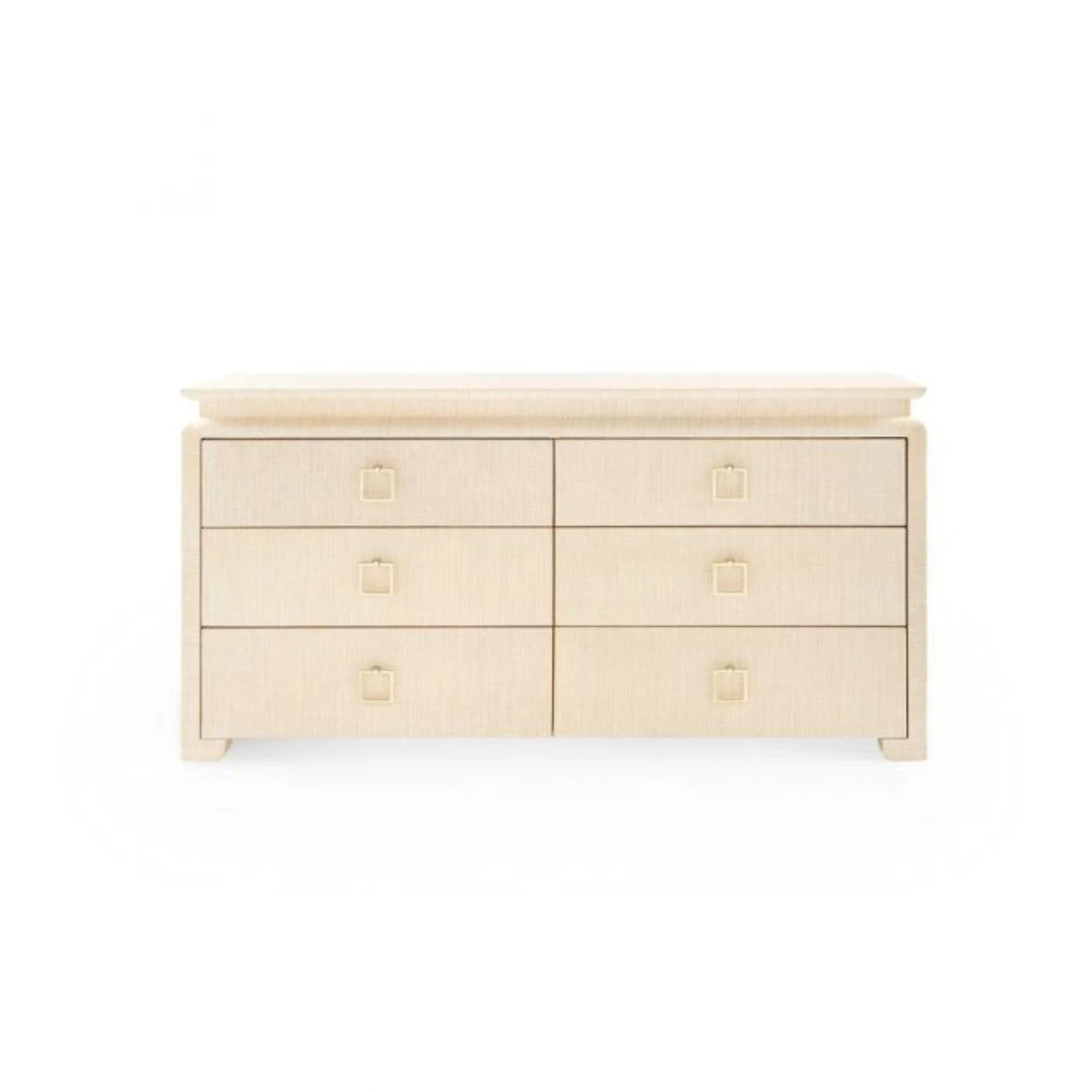 Lacquered Heavy Linen Natural Twill Elina Six Drawer Dresser With Custom Pull Option 2 Lacquered Heavy Linen Natural Twill Elina Six Drawer Dresser With Custom Pull Option - Image 2