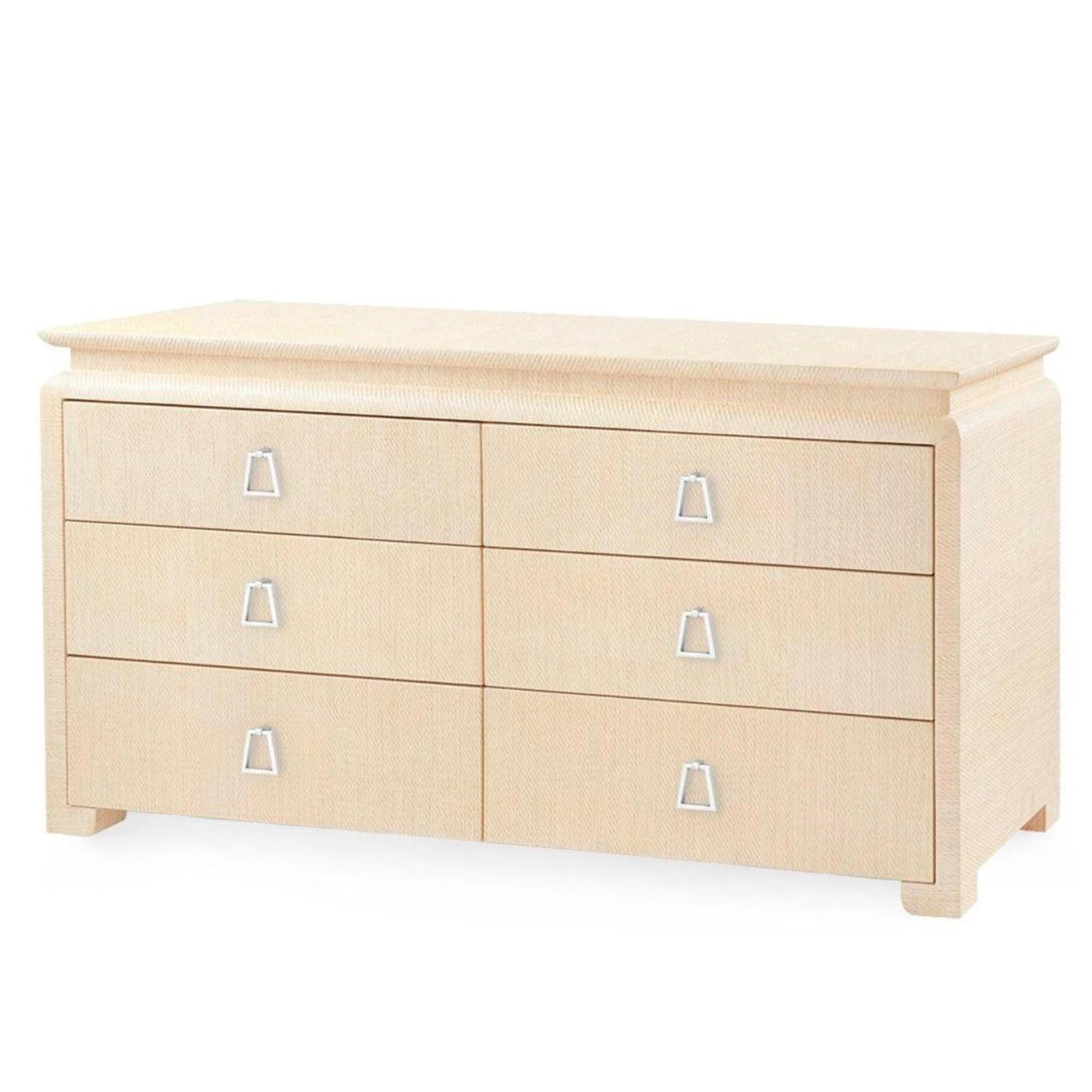 Lacquered Heavy Linen Natural Twill Elina Six Drawer Dresser With Custom Pull Option 7 Lacquered Heavy Linen Natural Twill Elina Six Drawer Dresser With Custom Pull Option - Image 7