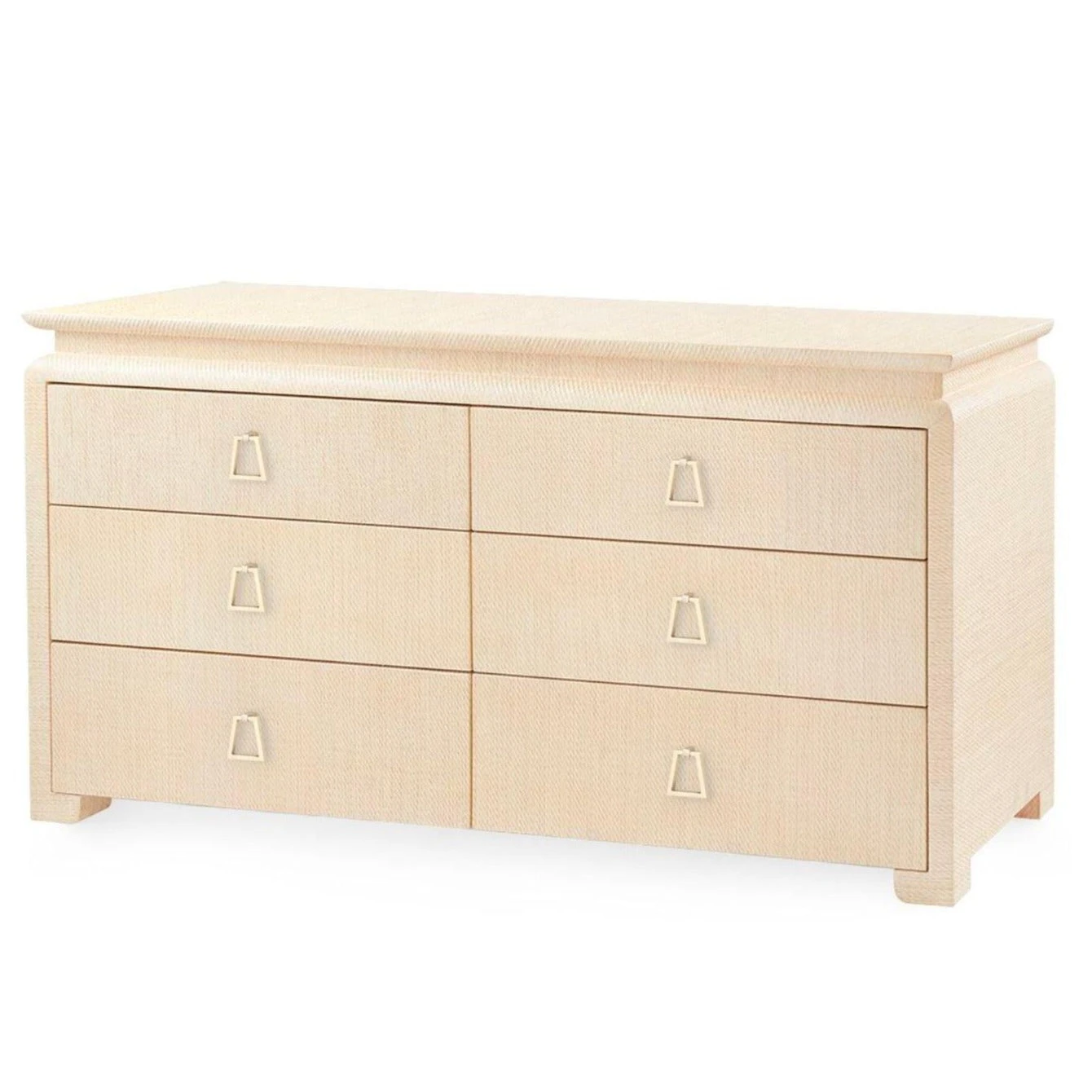 Lacquered Heavy Linen Natural Twill Elina Six Drawer Dresser With Custom Pull Option 8 Lacquered Heavy Linen Natural Twill Elina Six Drawer Dresser With Custom Pull Option - Image 8