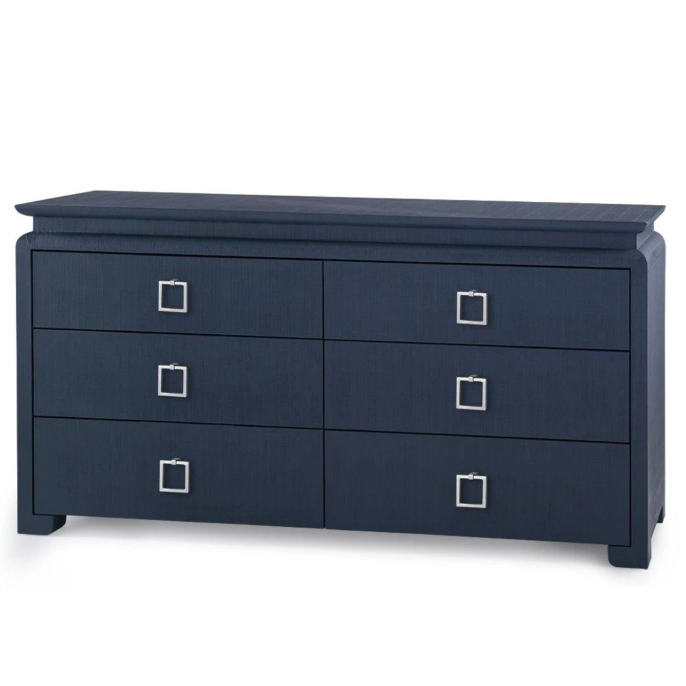 Lacquered Heavy Linen Storm Blue Elina Six Drawer Dresser With Custom Pull Option 10 Lacquered Heavy Linen Storm Blue Elina Six Drawer Dresser With Custom Pull Option - Image 10