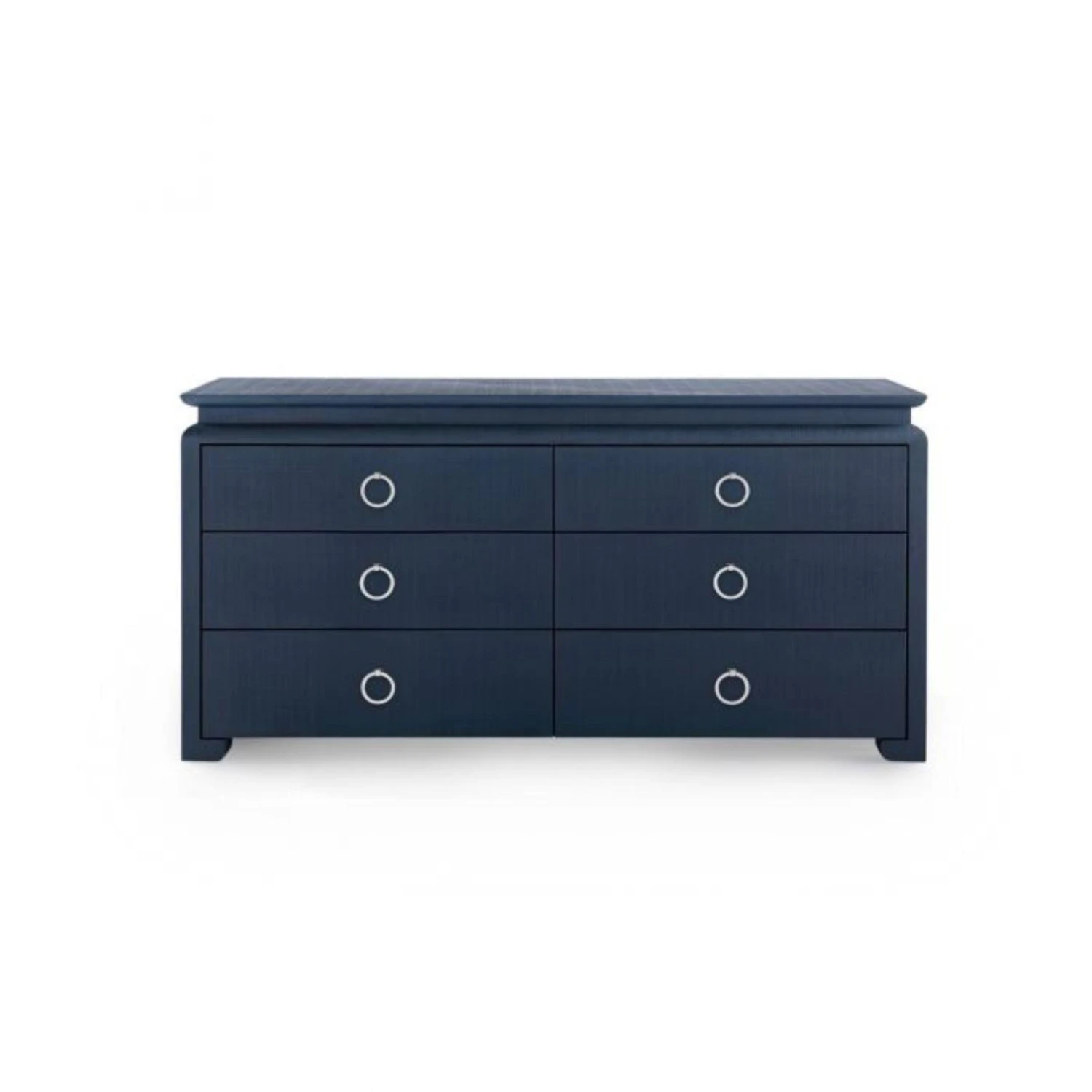 Lacquered Heavy Linen Storm Blue Elina Six Drawer Dresser With Custom Pull Option 2 Lacquered Heavy Linen Storm Blue Elina Six Drawer Dresser With Custom Pull Option - Image 2