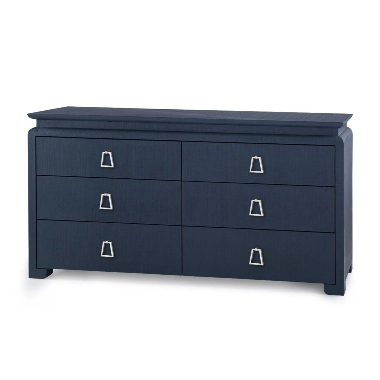 Lacquered Heavy Linen Storm Blue Elina Six Drawer Dresser With Custom Pull Option 7 Lacquered Heavy Linen Storm Blue Elina Six Drawer Dresser With Custom Pull Option - Image 7